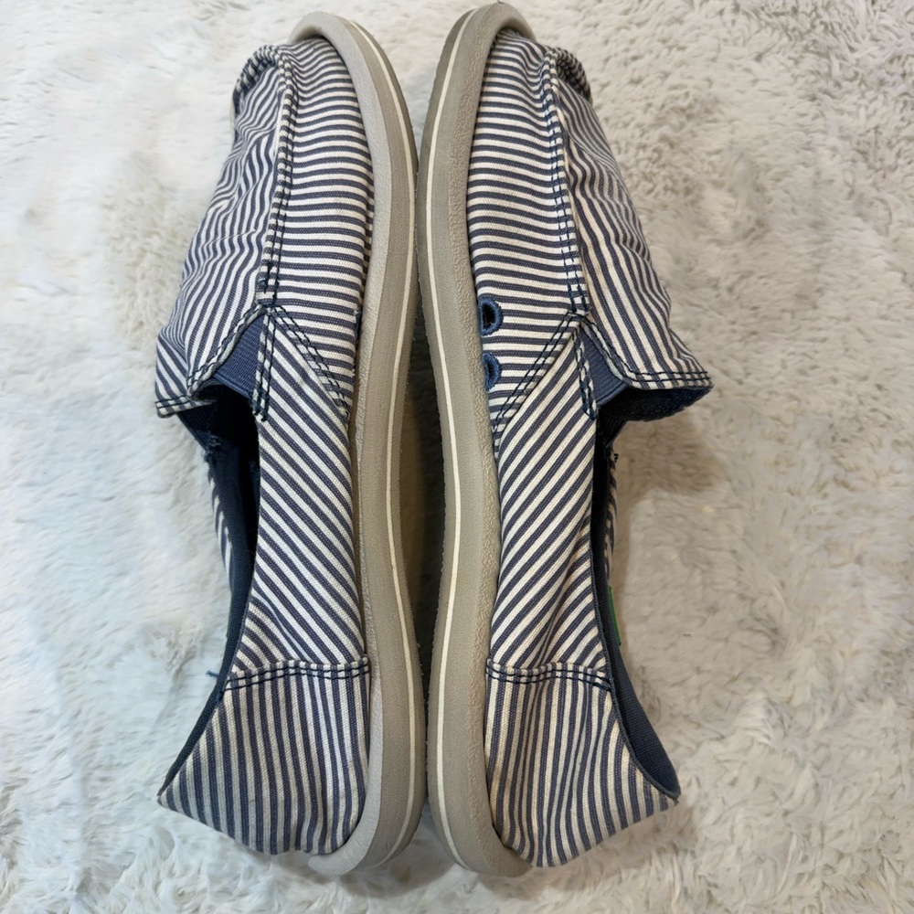 Sanuk Donna Polo blue & white striped sidewalk surfer slip-ons size 8 - Picture 6 of 8